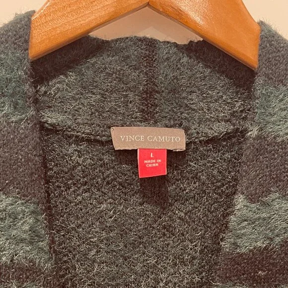 VINCE CAMUTO Zebra Pattern Eyelash Open Front Cardigan - Picture 3 of 5